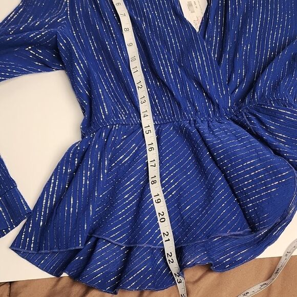 Corey Lynn Calter Amari Top Size Small Royal Blue With Gold Accent High Low - Picture 9 of 14